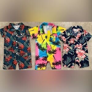 Vibrant Hawaiian Beach Vacation Rompers - set of 3